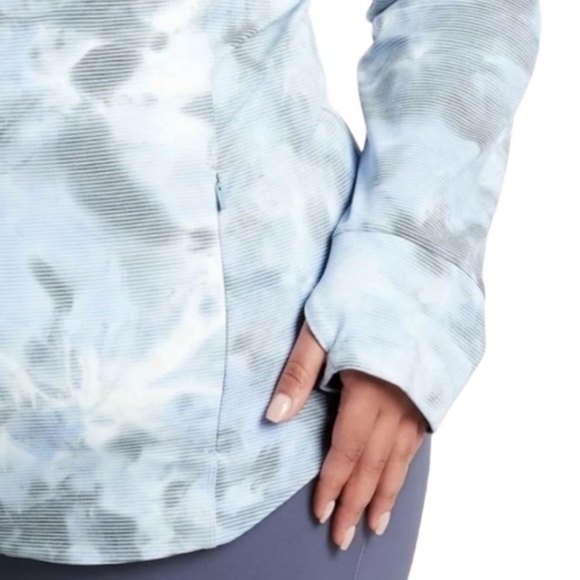 Athleta Salutation Jacquard Jacket Blue Stormy Tie Dye White Pinstripes Sz 2X - Picture 8 of 13